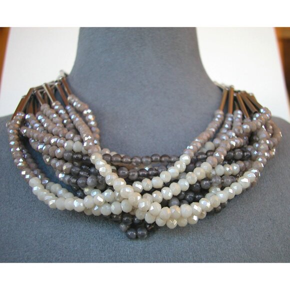 12 Strand Beaded Necklace With 16" Chain 3" Extension - Picture 4 of 4